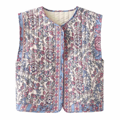 Dames gilet matelassé avec design floral Chic und Stil