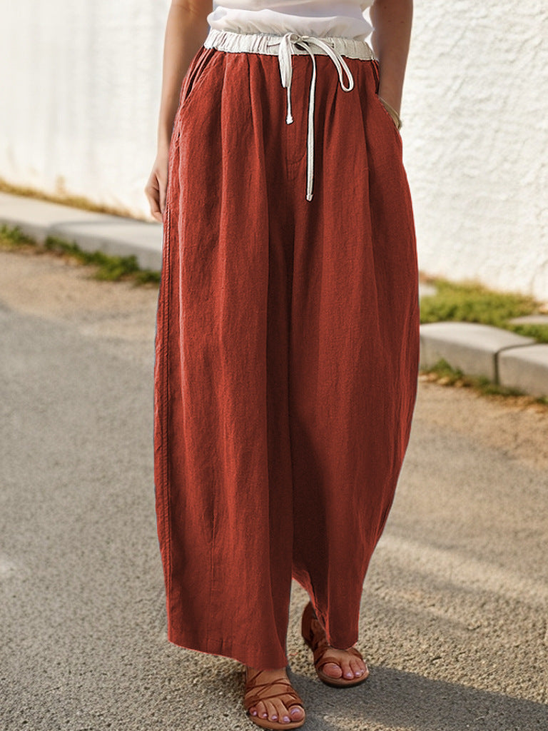 Loose linen pants for women with elastic waistband and stylish drawstring Chic and Style