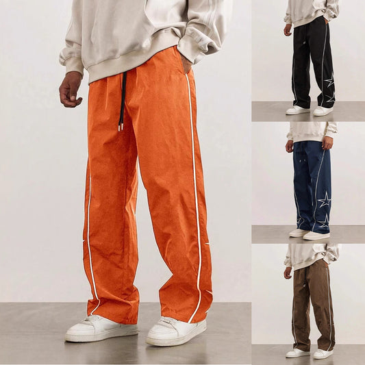 Sport leisure pants for men with chic and stylish side appliqués