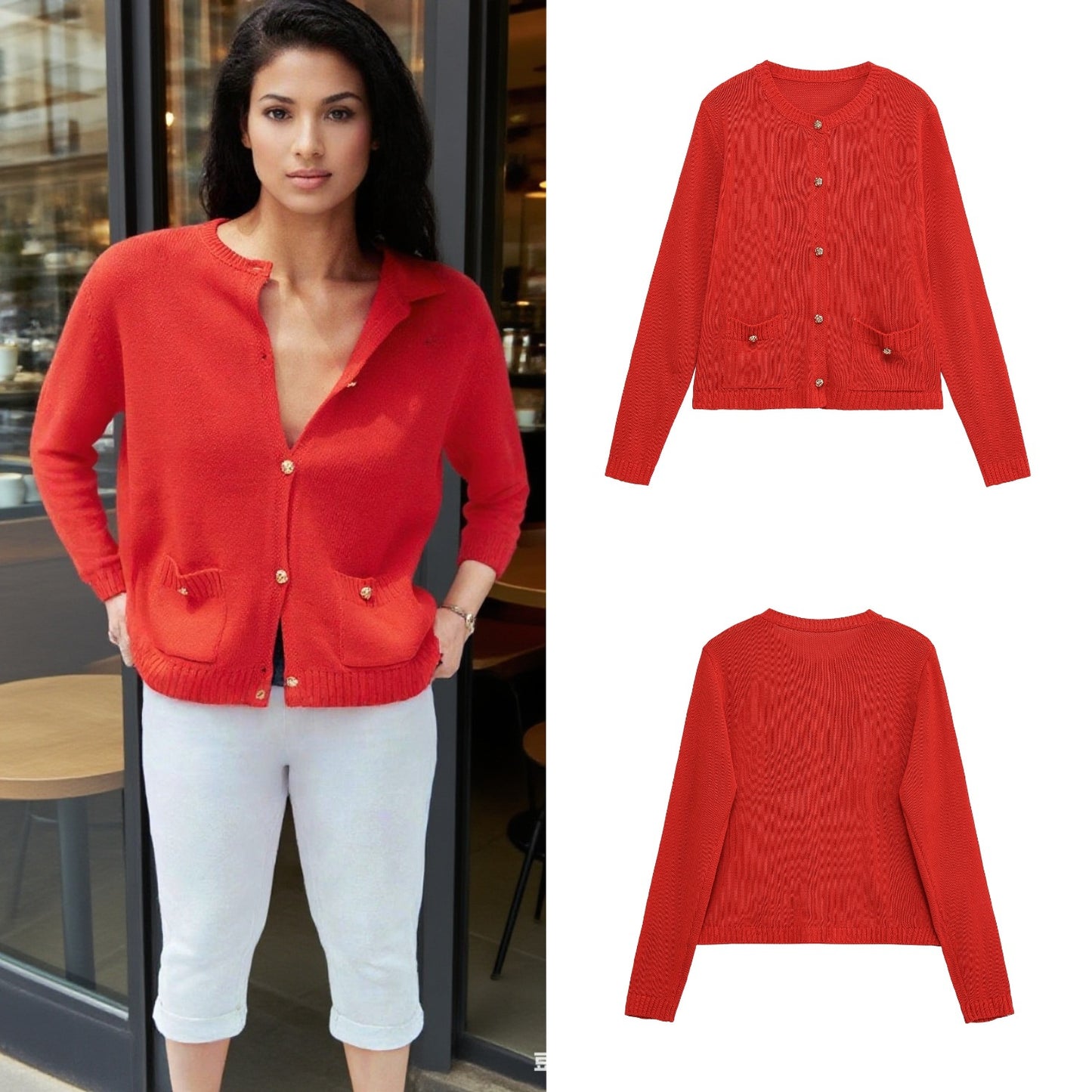 Dames élégante cardigan avec poches pratiques Chic und Stil
