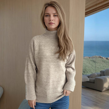 Pull-over à col roulé pour femmes avec design texturé et accents scintillants Chic und Stil
