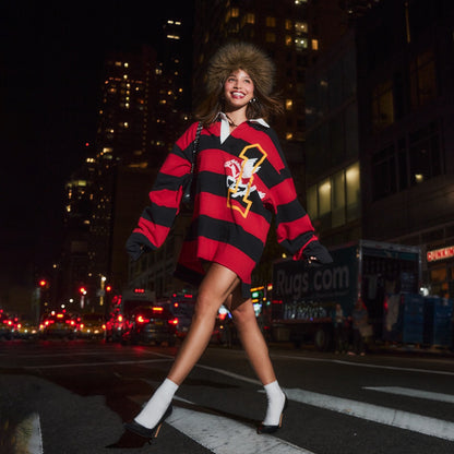 Pull oversized pour femmes avec un design graphique frappant et un col moderne Chic und Stil