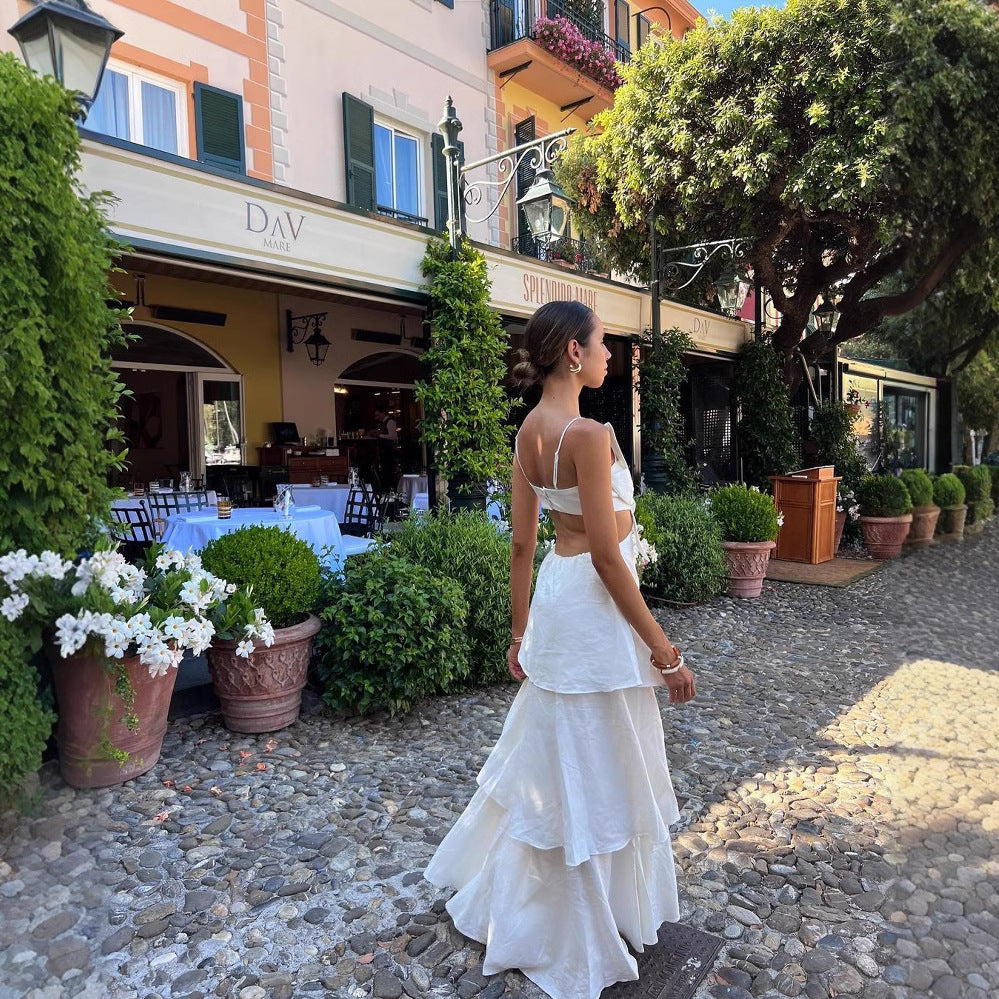 Robe maxi femme avec un design froncé raffiné et un détail de nœud ludique Chic und Stil