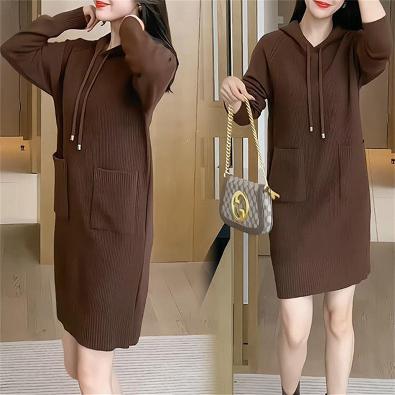 Robe en tricot pour femmes avec capuche et poches pratiques Chic und Stil