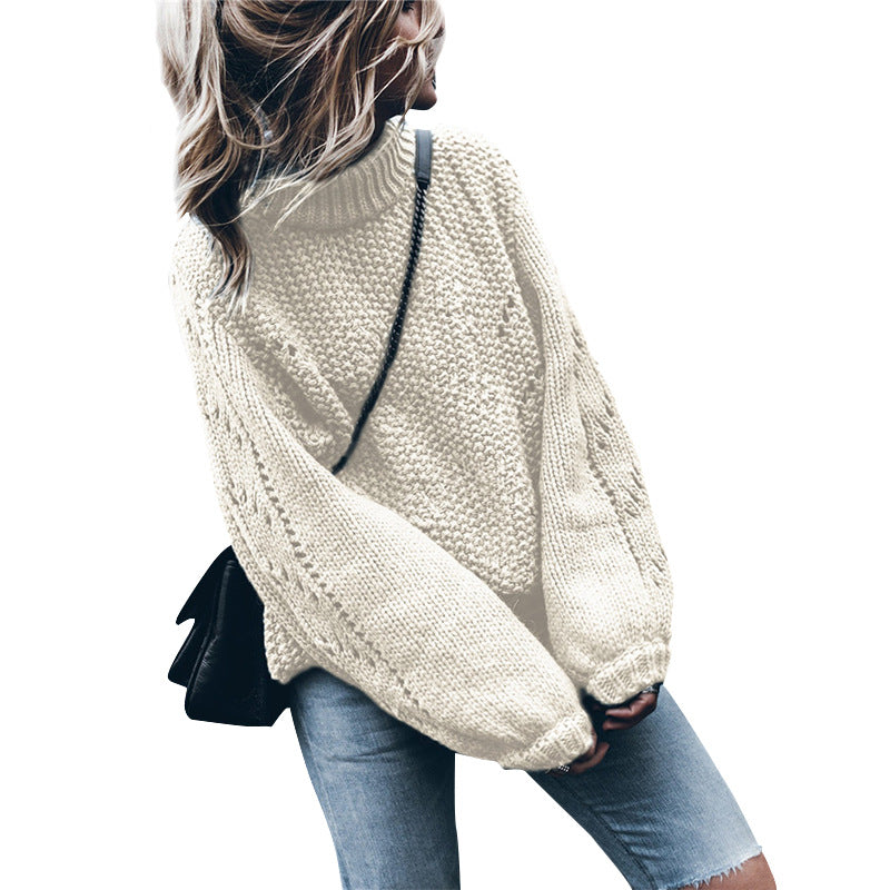 Pull en grosse maille pour femmes avec coupe large et col roulé tendance Chic und Stil