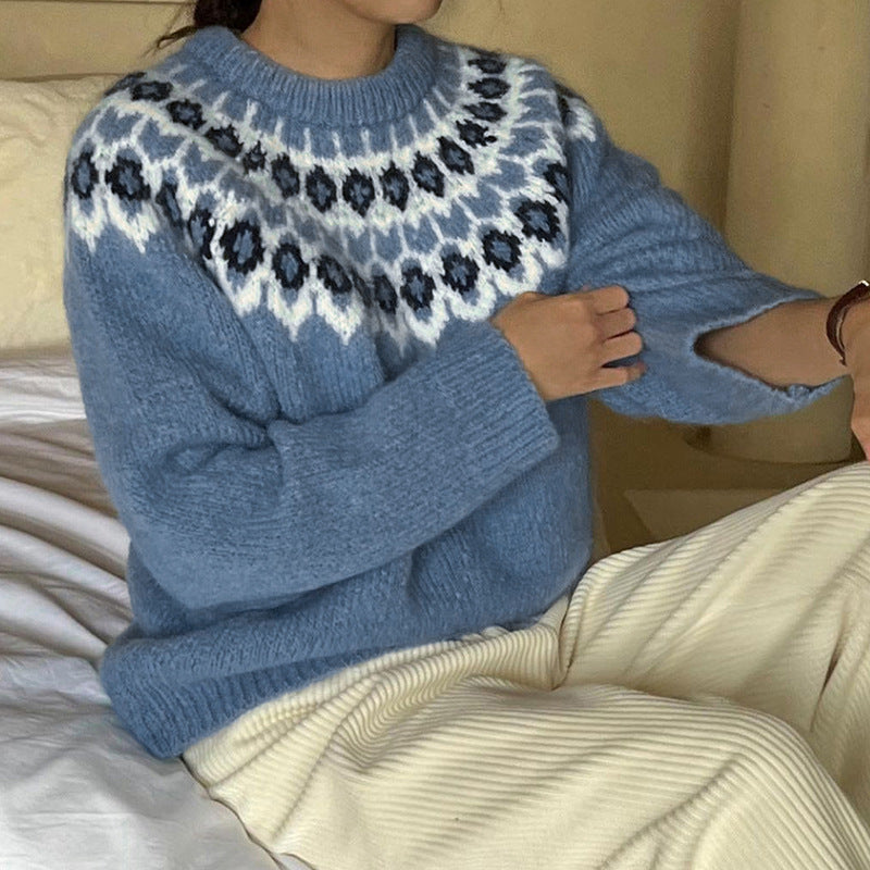 Pull en maille pour femmes avec motif norvégien traditionnel Chic und Stil