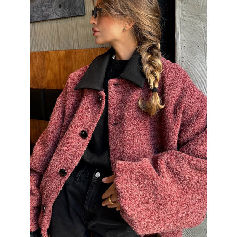 Ladies oversized cardigan with high collar and button details Chic und Stil