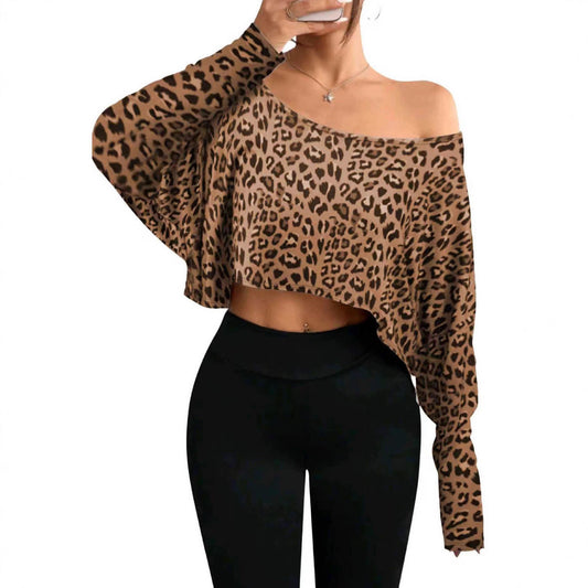 Pull cropped pour femmes avec motif léopard décontracté Chic und Stil