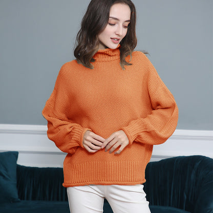Pull femme en grosse maille avec col roulé et coupe aérienne Chic und Stil