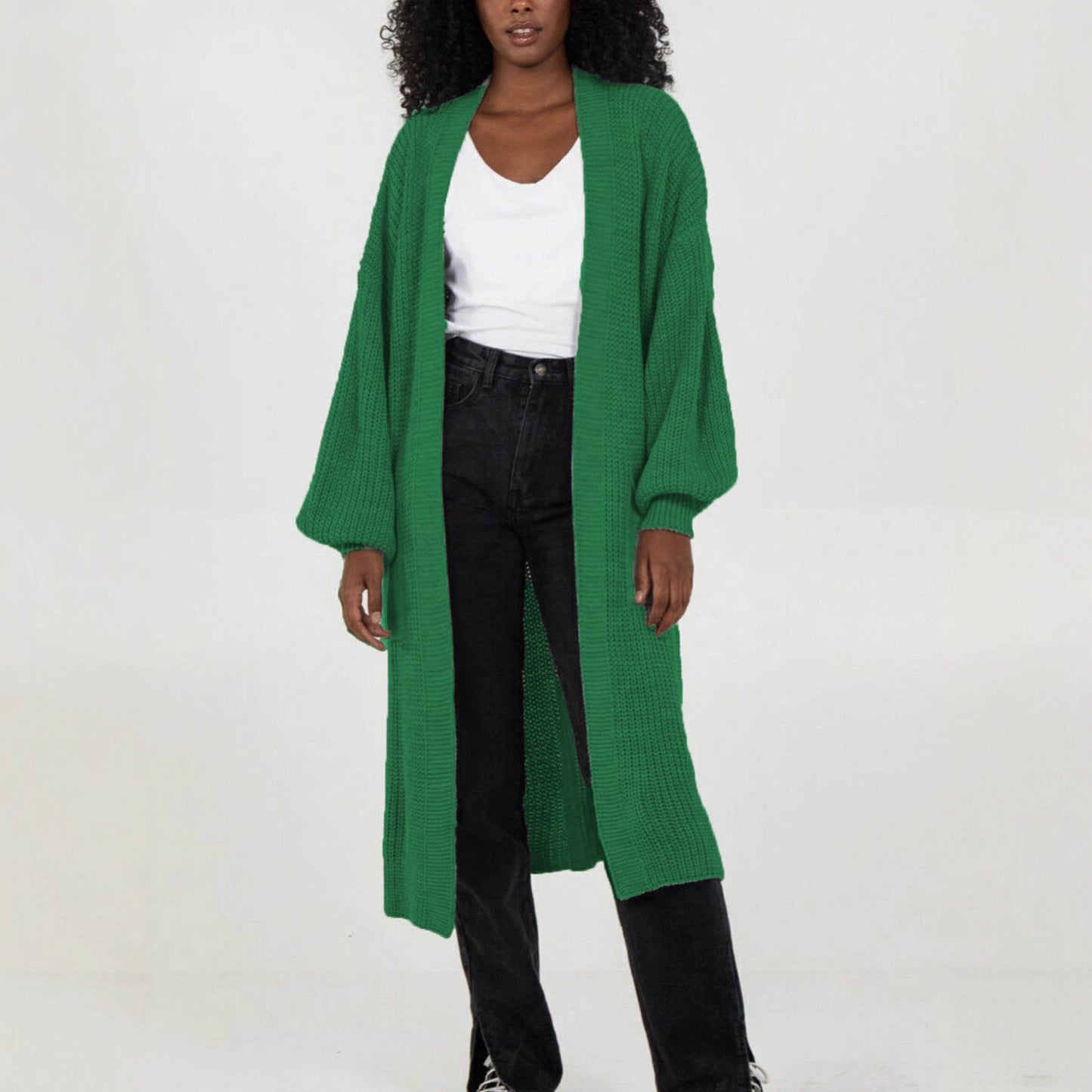 Dames Grand cardigan en tricot avec silhouette aérienne et manches volumineuses Chic und Stil