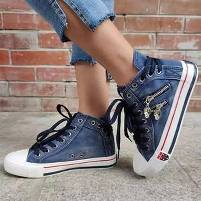 Baskets hautes pour femmes au look vintage moderne avec des détails de fermeture éclair tendance Chic und Stil