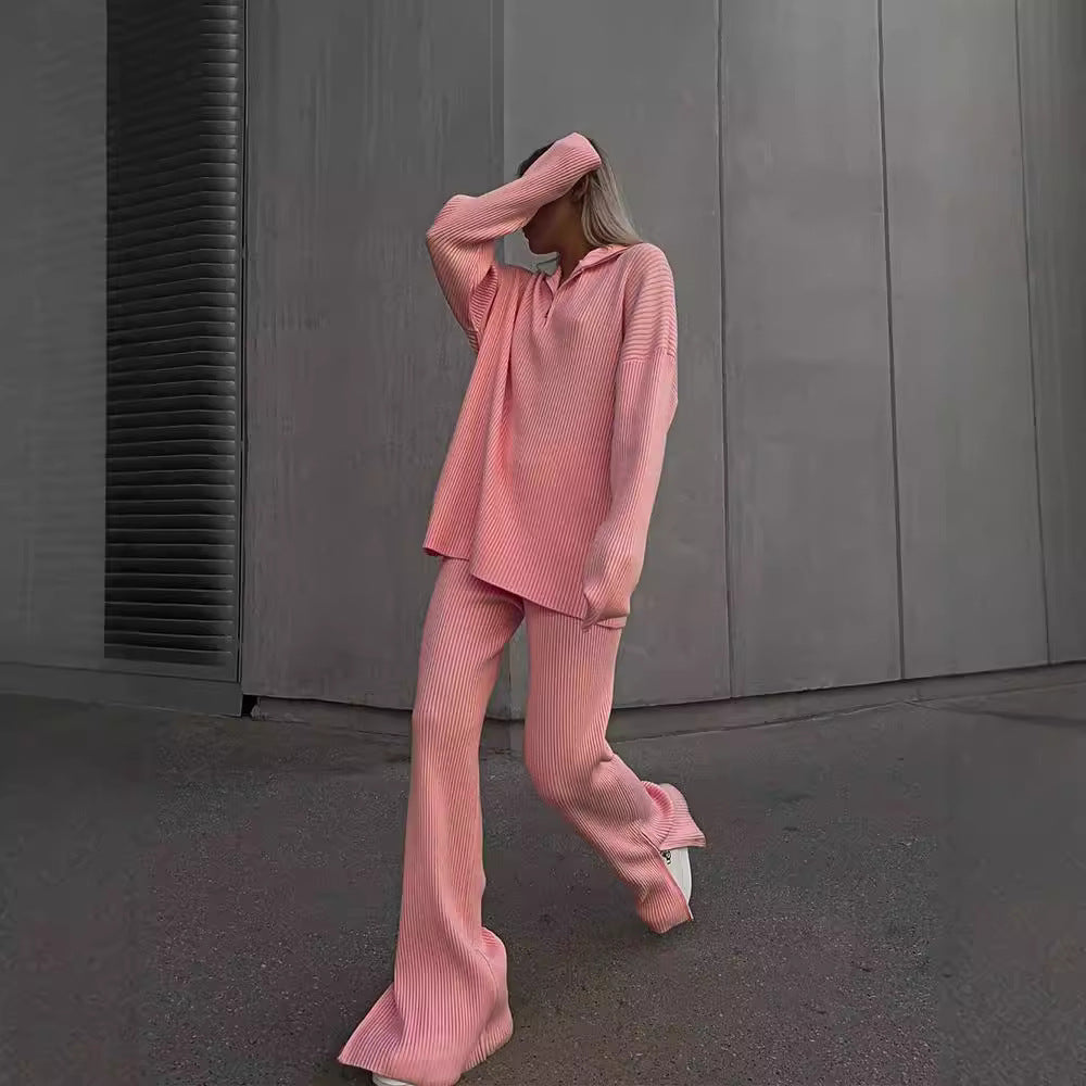 Casual sweater set for women and wide pants Chic und Stil
