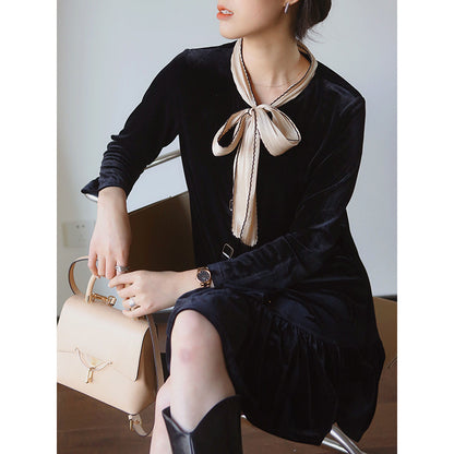 Robe shift en velours pour femme avec nœud décoratif Chic und Stil