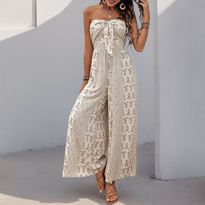 Robe maxi sans manches bohème pour femme avec ceinture élégante nouée Chic und Stil