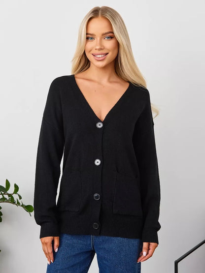 Dames cardigan douillet avec décolleté en V et poches pratiques Chic und Stil