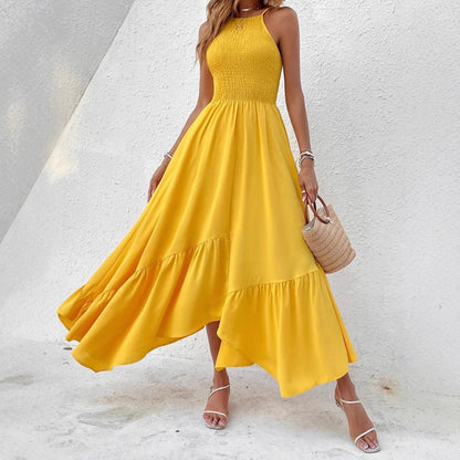 Dames Haut-Bas Dos Nu Robe Chic und Stil