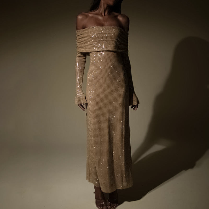 Robe de soirée scintillante off-shoulder Chic und Stil