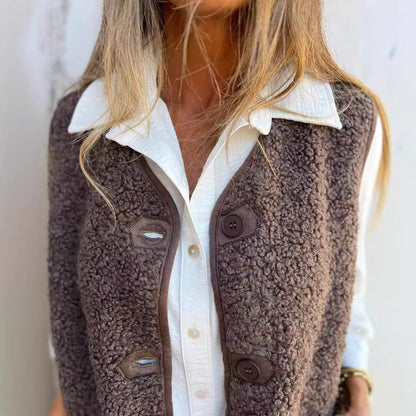 Dames Gilet Doux avec Boutons Chic und Stil
