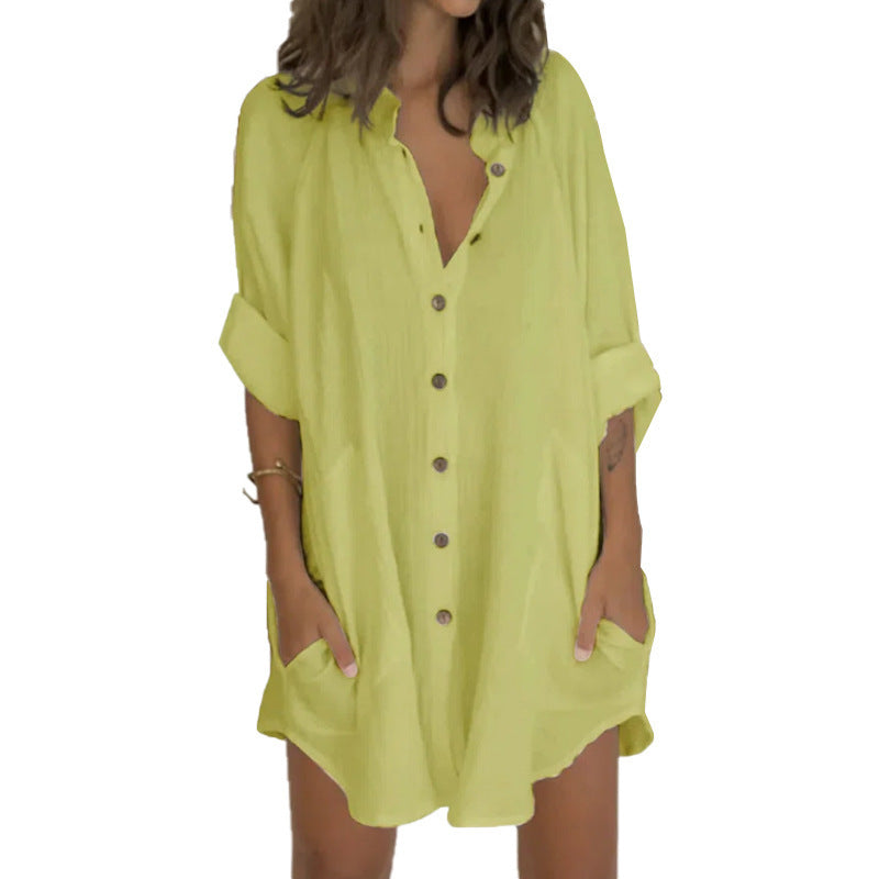 Robe chemise surdimensionnée pour femmes avec poches pratiques et patte de boutonnage Chic und Stil