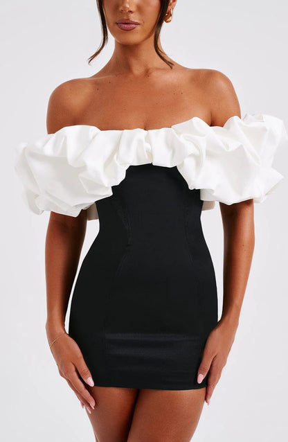 Dames Élégant Robe Mince avec Détails de Volants Chic und Stil