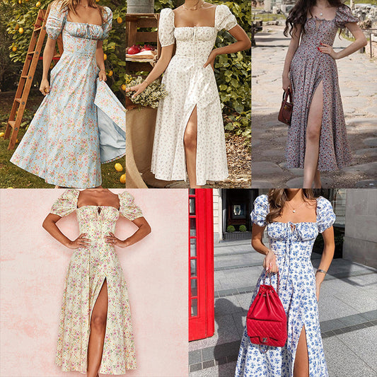 Robe maxi pour femmes avec manches bouffantes et design floral Chic und Stil