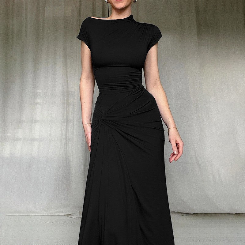 Dames Élégante Robe Maxi Volants Chic und Stil