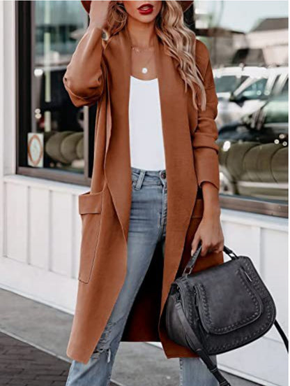 Dames Cardigan à manches longues tendance avec poches pratiques Chic und Stil