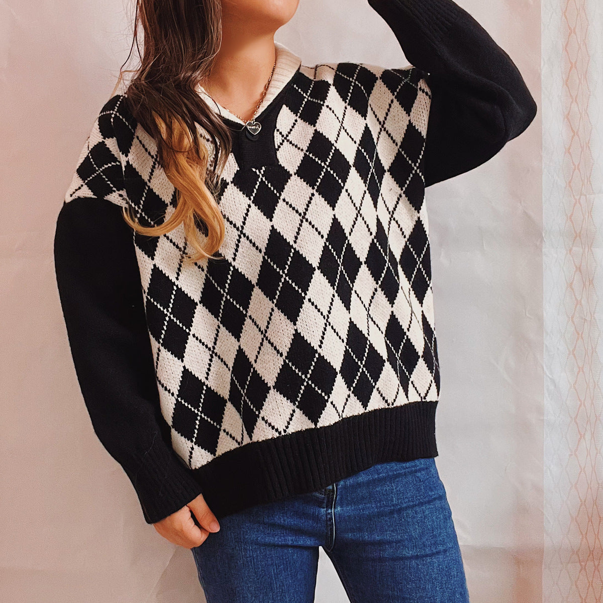 Pull en tricot pour femme avec un design en losanges classique et une coupe moderne Chic und Stil
