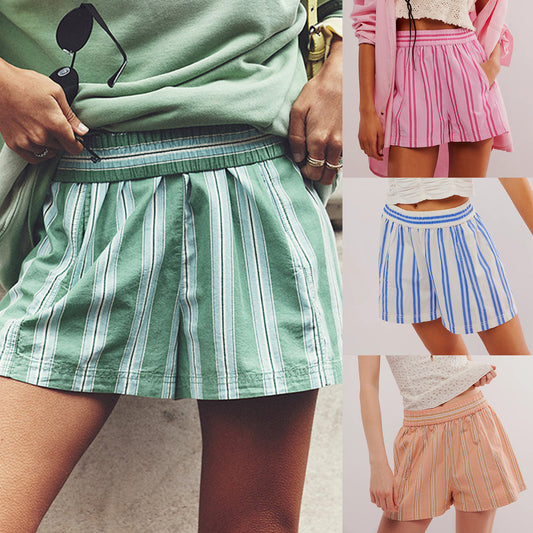 Shorts légers en coton pour femmes avec un design rayé et une taille élastique Chic und Stil