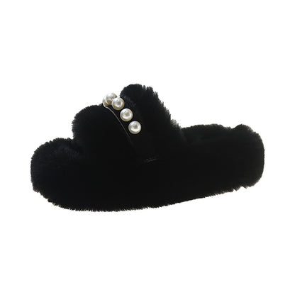 Ladies Soft Slippers with Elegant Pearl Accents Chic und Stil