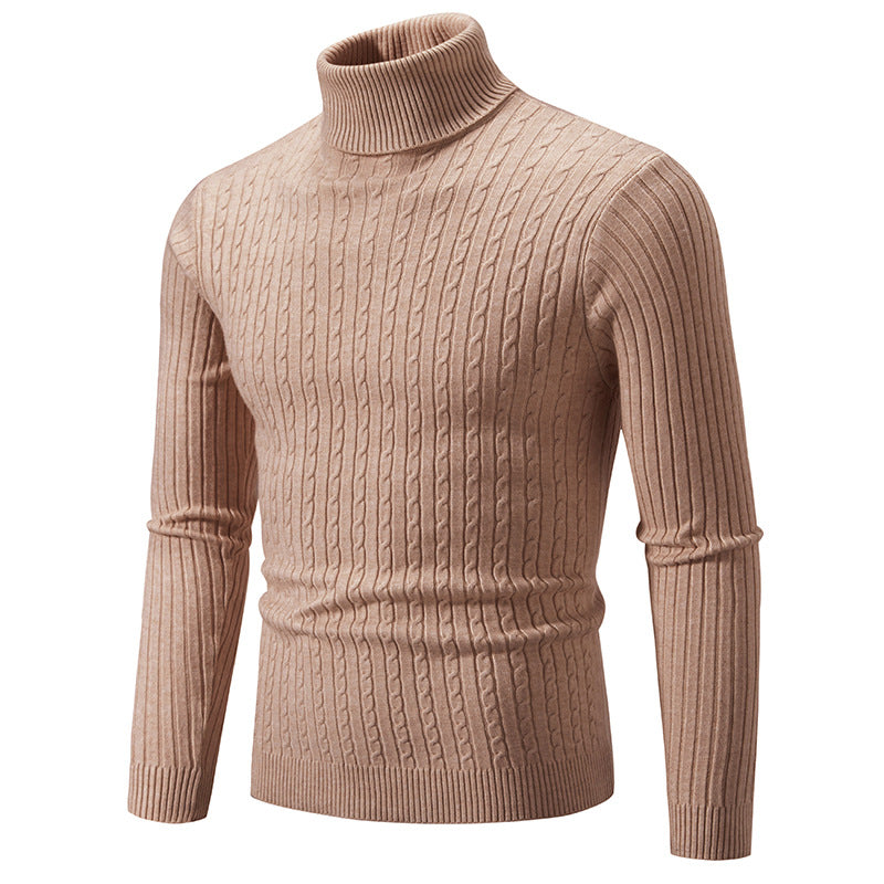 Pull à col roulé pour hommes avec motif torsadé structuré Chic und Stil