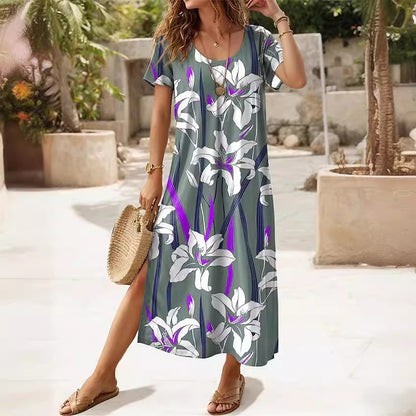 Robe maxi femme avec coupe florale et fentes latérales Chic und Stil