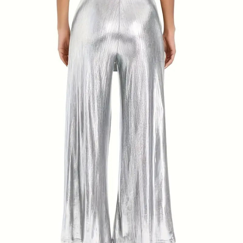 Elegant pleated pants for women with a glossy finish Chic and Style