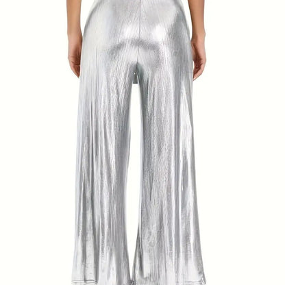 Elegant pleated pants for women with a glossy finish Chic and Style