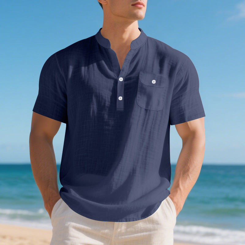 Chemise à manches courtes à la mode pour hommes avec boutonnière et poche poitrine Chic und Stil