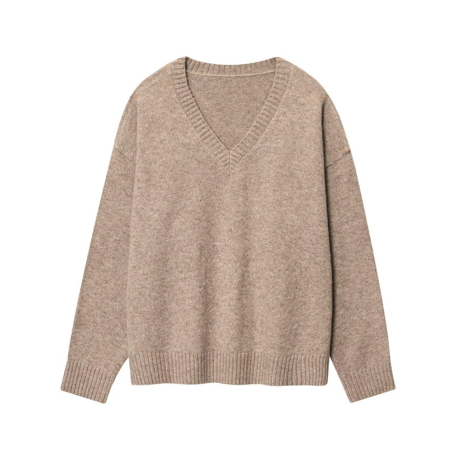 Knit sweater for women with V-neck and loose fit Chic und Stil