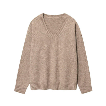 Knit sweater for women with V-neck and loose fit Chic und Stil