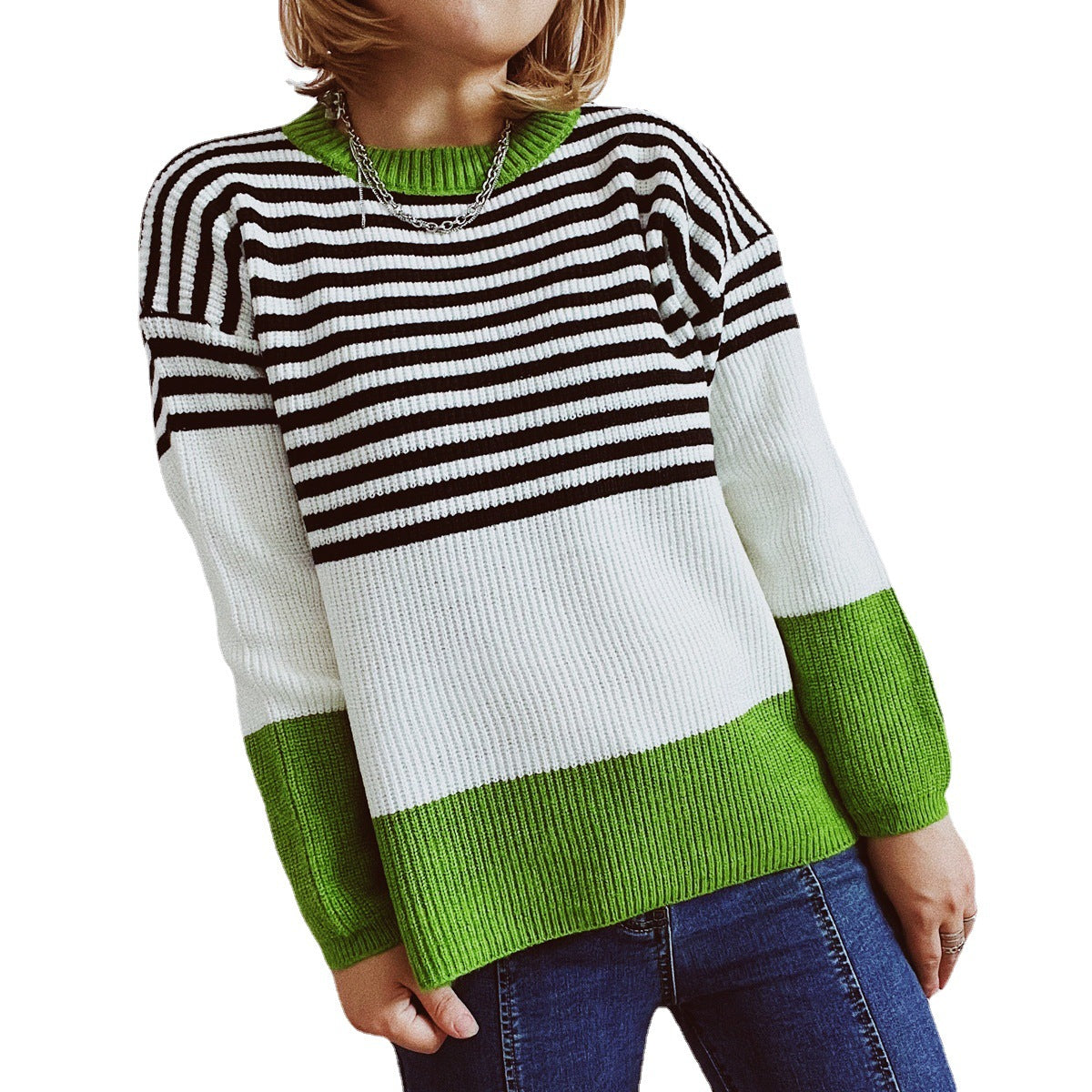 Pull en maille rayé tendance pour femmes avec des accents modernes et une coupe confortable Chic und Stil