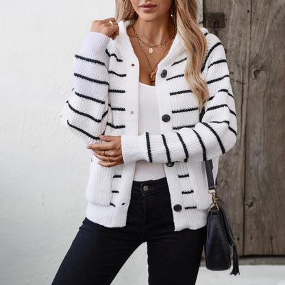 Veste à rayures pour femmes avec capuche et poches Chic und Stil