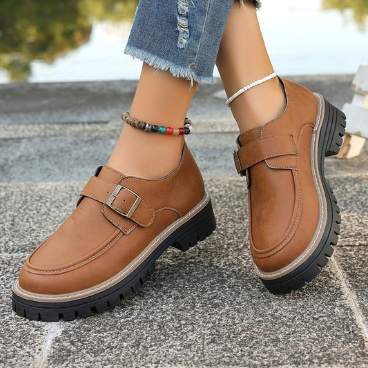 Ladies Fashion Moccasins with comfortable sole and buckle embellished design Chic and Style