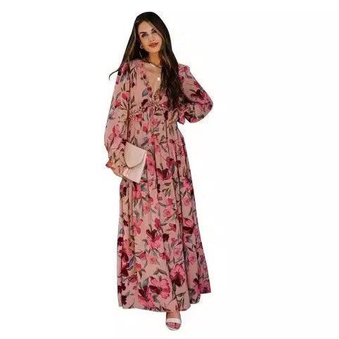Robe Maxi Boho Femmes avec impression florale Chic und Stil