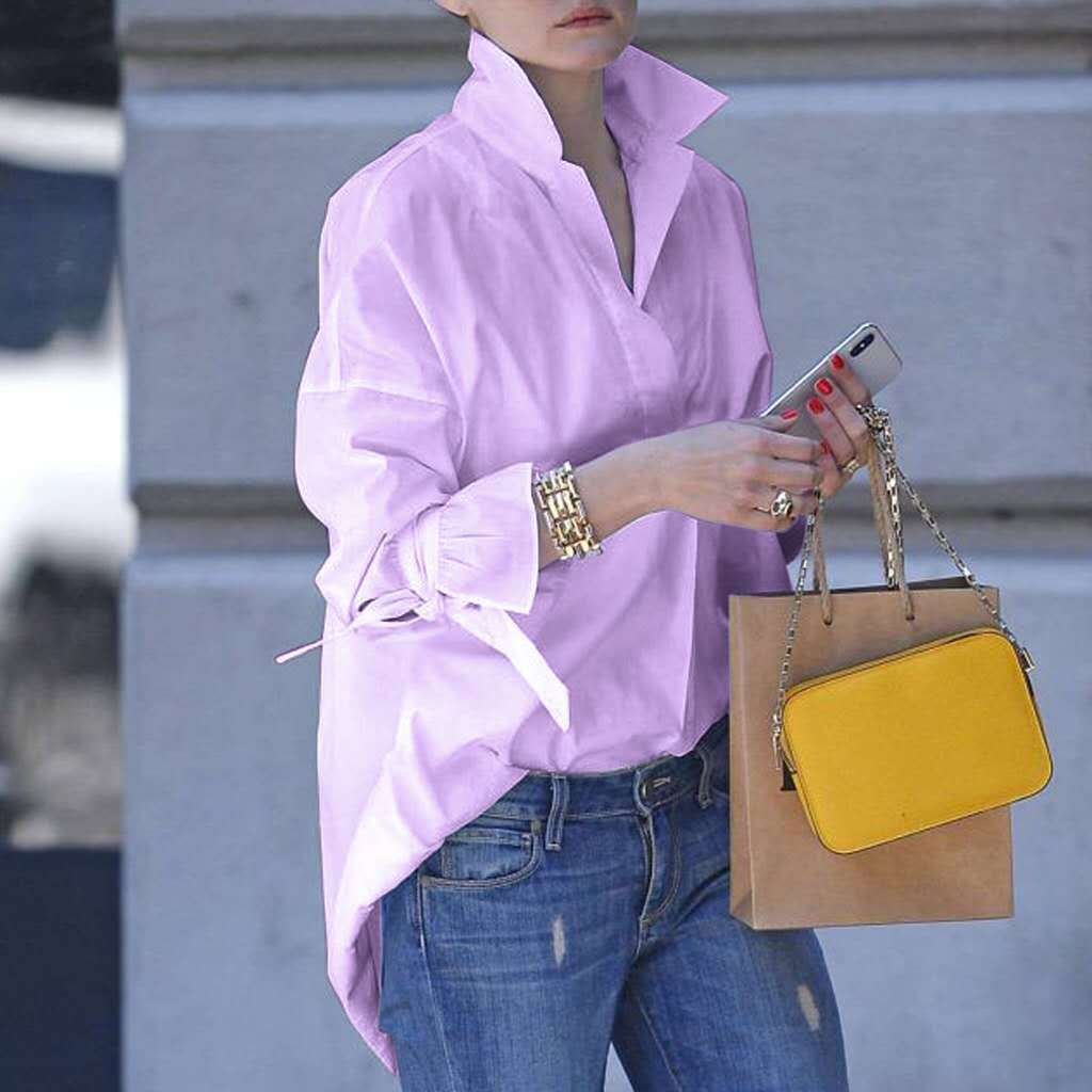 Blouse pour dames à col haut et ourlet asymétrique Chic und Stil