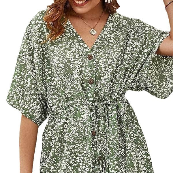 Robe à boutons montée pour femmes à motif floral Chic und Stil