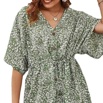 Robe à boutons montée pour femmes à motif floral Chic und Stil