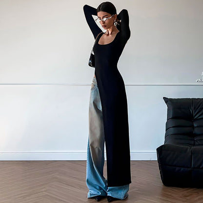 Robe de mode à manches longues asymétrique pour femmes Chic und Stil