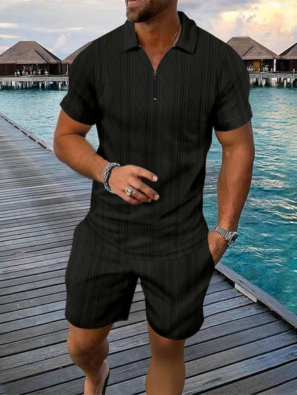 Survêtement décontracté à zip structuré pour hommes Chic und Stil
