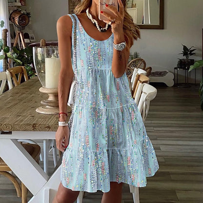 Robe de loisirs aérée pour dames avec volant flottant et imprimé ludique Chic und Stil