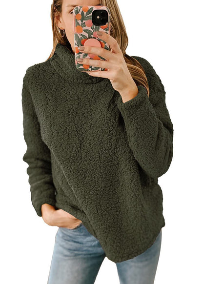 Pull-over en sweat-shirt confortable pour femmes avec col haut et polaire texturée Chic und Stil