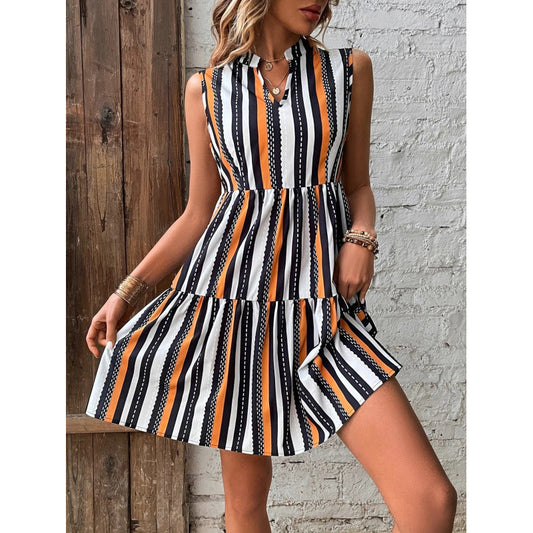 Robe chemise rayée pour femme avec jupe évasée Chic und Stil
