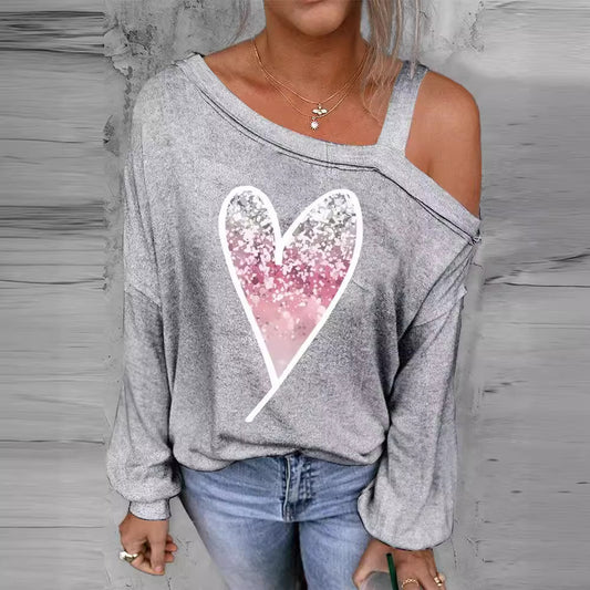 Pull oversized décontracté pour femmes avec design en paillettes en forme de cœur Chic und Stil